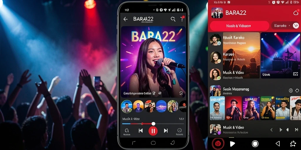 Antarmuka BARA22 yang menarik dan mudah digunakan untuk karaoke.