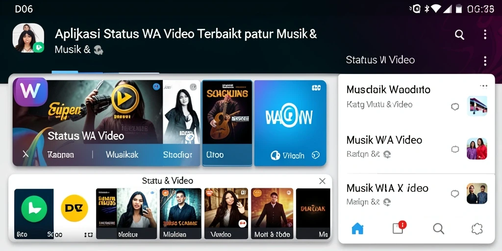 Tampilan antarmuka D06 untuk memilih video Status WA yang menarik.