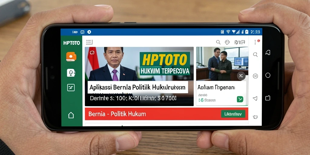 Screenshot antarmuka HPTOTO yang menunjukkan berbagai kategori berita Politik Hukum.