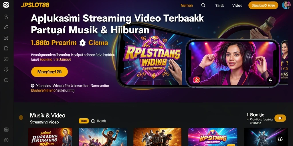 Antarmuka aplikasi JPSLOT88 dengan fitur Streaming Video.