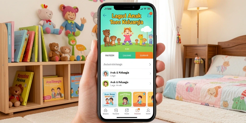 Tampilan antarmuka aplikasi JVS88 yang ramah anak dan penuh warna.