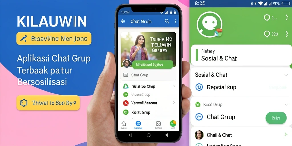 Tampilan antarmuka aplikasi KILAUWIN yang menarik untuk Chat Grup.