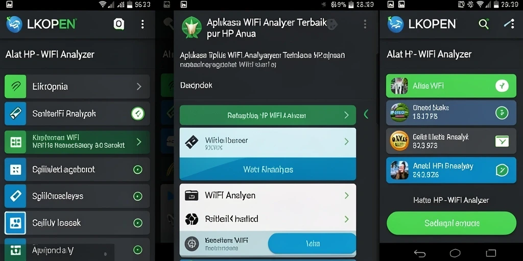 Tampilan antarmuka LKOPEN sebagai WiFi Analyzer yang informatif.