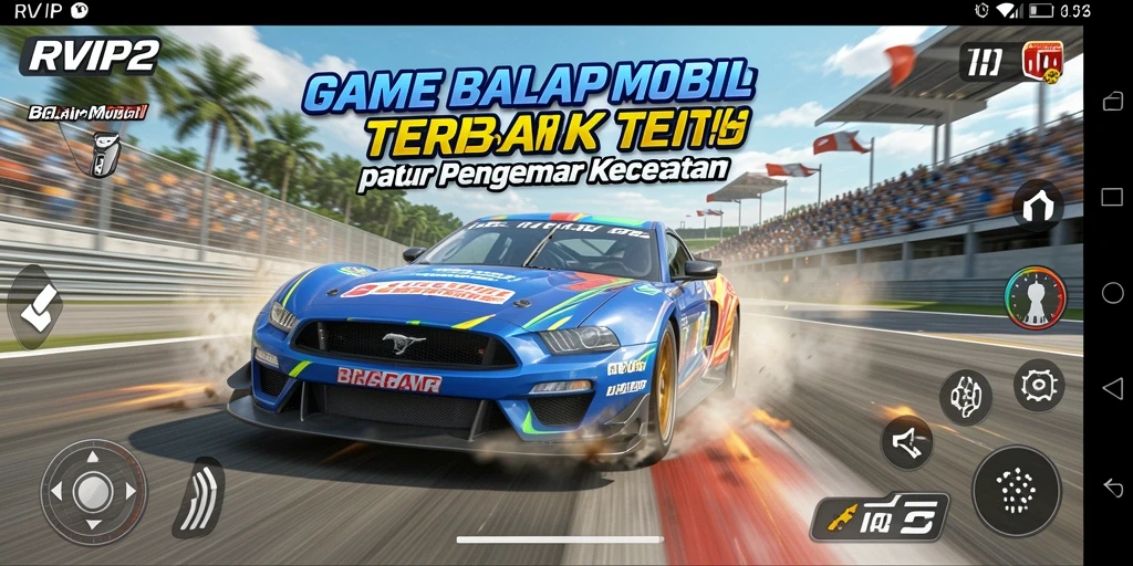Tampilan antarmuka RVIP2 menampilkan balapan mobil yang mendebarkan.