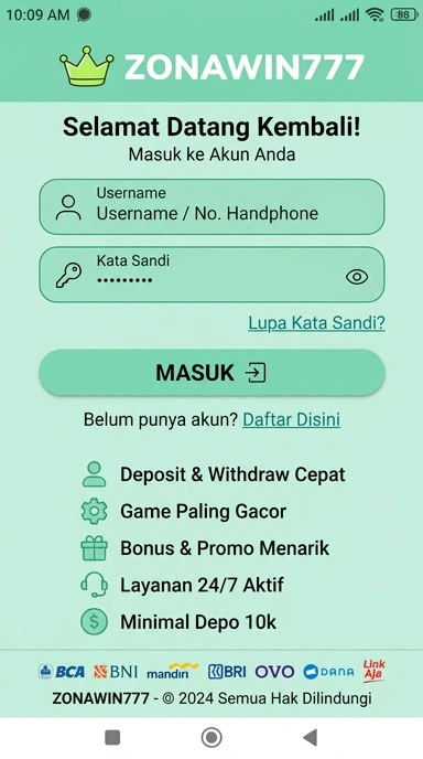 Masuk Akun Zonawin777 untuk Pengguna Android